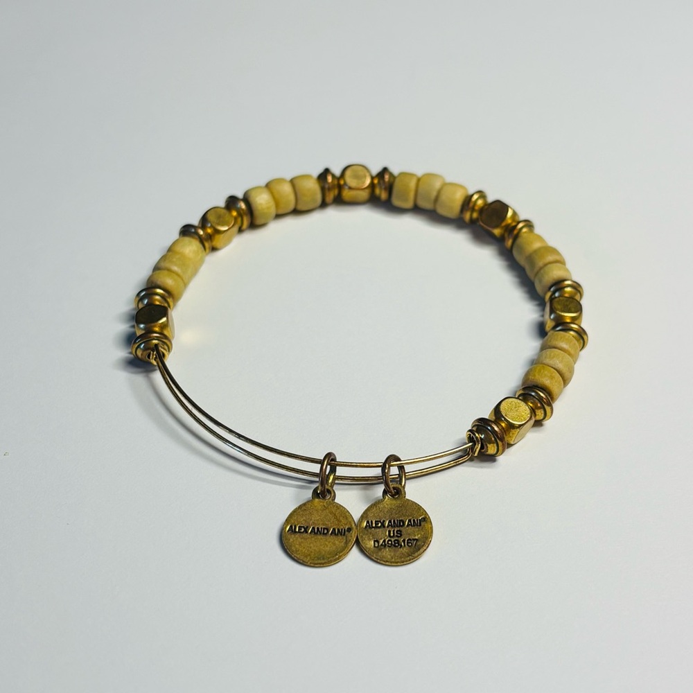 Alex and Ani Gold and Cream Beaded Bracelet